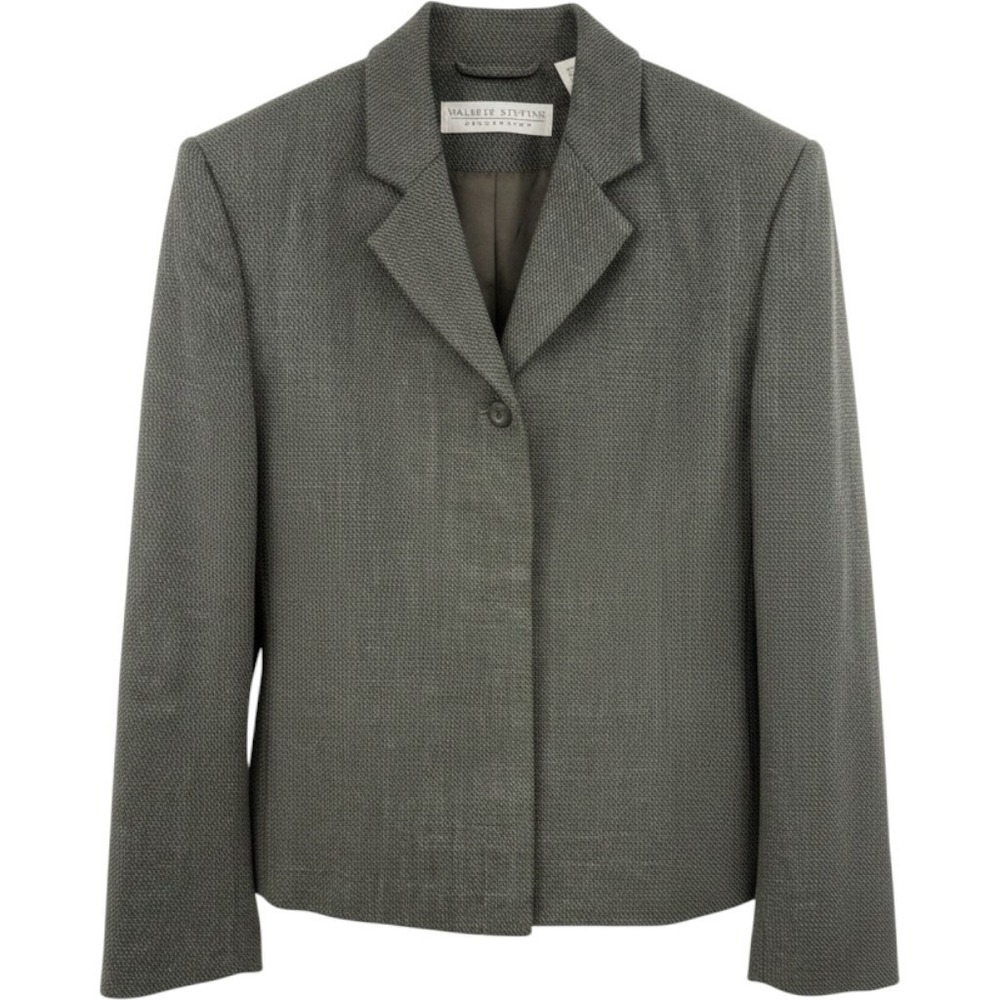 Valerie Stevens Pure Wool Blazer Brown Gray Women's 12 Classic Jacket Vintage